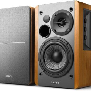 Edifier R1280DB Powered Bluetooth Bookshelf Speakers – Optical Input – Wireless Studio Monitors – 4 Inch Near Field Speaker – 42w RMS – Wood Grain