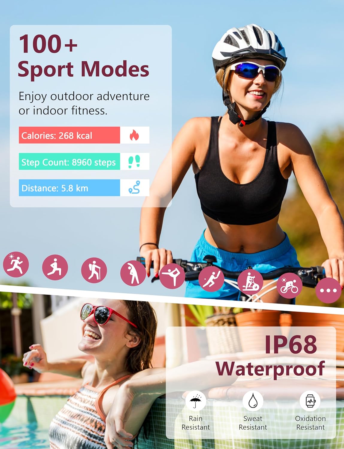 KALINCO Smart Watch, 1.83'' Smartwatch Women Men Answer Make Calls, Alexa Fitness Watch, IP68 Waterproof Fitness Tracker, Heart Rate/Sleep Monitor, 100+ Sports Pedometer Watch for Android & iOS Phone - Image 5