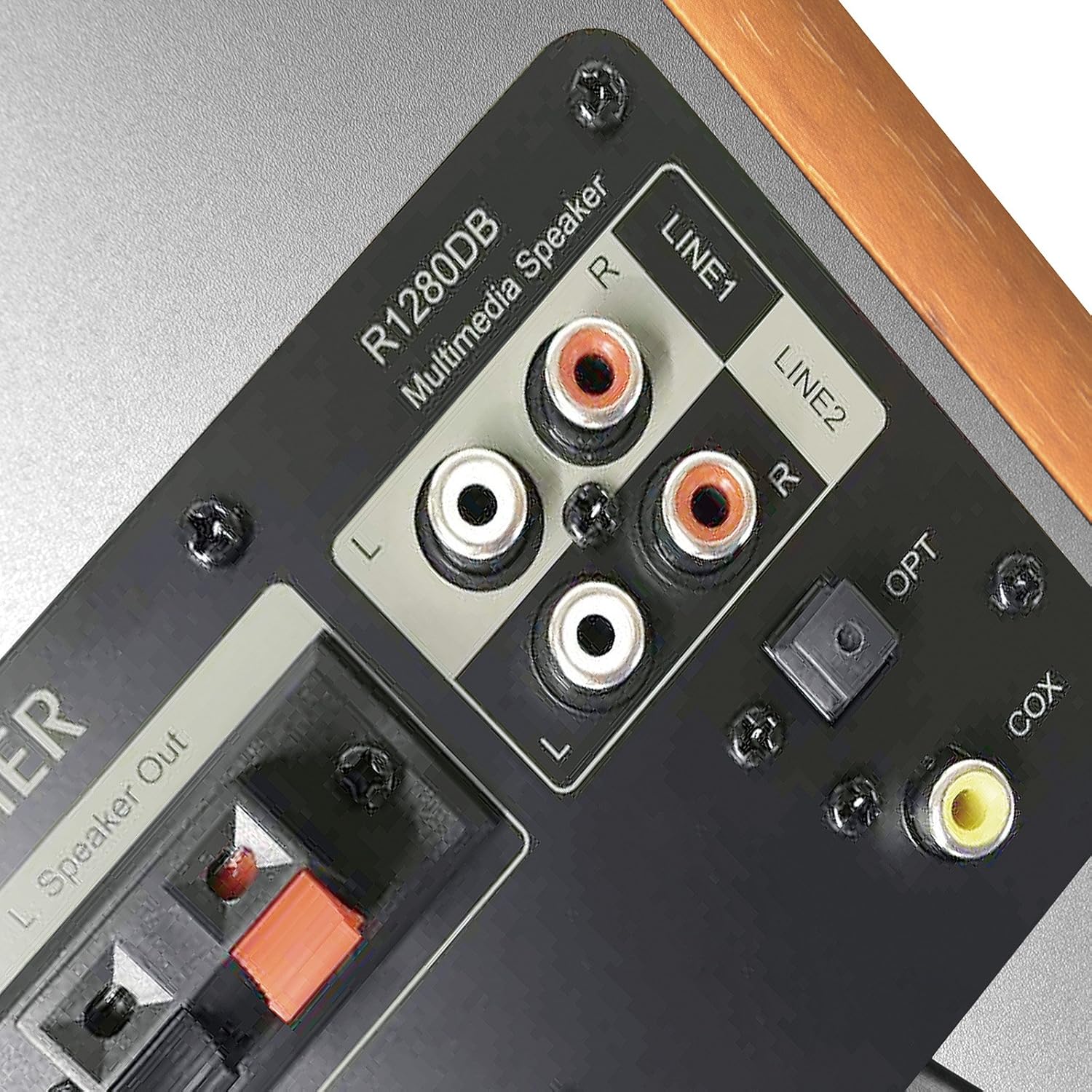 Edifier R1280DB Powered Bluetooth Bookshelf Speakers - Optical Input - Wireless Studio Monitors - 4 Inch Near Field Speaker - 42w RMS - Wood Grain - Image 5