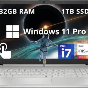 HP 15.6″ FHD Touchscreen Business Laptop, Intel i7-1255U, 32GB RAM, 1TB PCIe SSD, Intel Iris Xe Graphics, Num Pad, Webcam, Windows 11 Pro, Natural Silver, 32GB Hotface USB Card