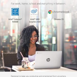 HP Chromebook 14 Laptop, Intel Celeron N4000 Processor, 4 GB RAM, 32 GB eMMC, 14” HD Display, Chrome, Lightweight Computer with Webcam and Dual Mics, Home, School, Music, Movies (14a-na0021nr, 2021)