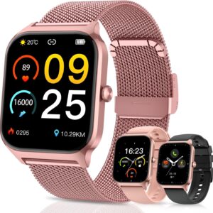Smart Watch for Women Fitness Tracker: Rose Gold Make/Answer Call Smart Watches for Women Waterproof Digital Mens Watches Running Smartwatch Android Phone iPhone Samsung Compatible Heart Rate Monitor