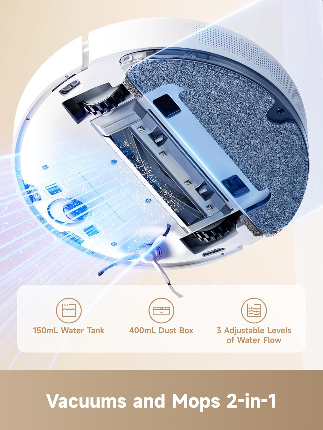 dreame D10 Plus Gen 2 Robot Vacuum and Mop with Self-Emptying Base for 90 Days of Cleaning, 6000 Pa Suction and LiDAR Navigation, Obstacle Avoidance, Wi-Fi Connected - Image 4