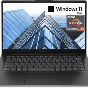 Lenovo V14 Gen 4 14″ FHD Business Laptop AMD Ryzen 5 5500U (Beats Intel i5-1235U), 16GB RAM, 256GB NVMe, Wi-Fi, BT, HDMI, RJ-45, HD Webcam, Win 11 Pro, Black