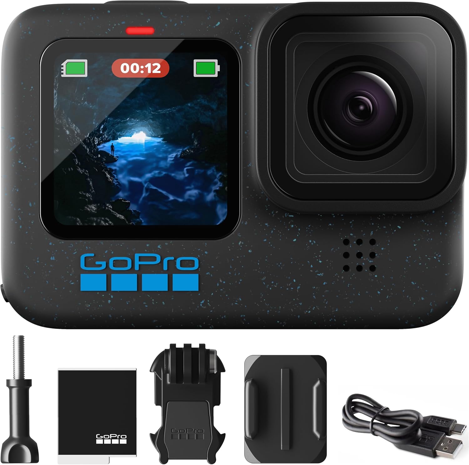 GoPro Hero12 Black E-Commerce Package – Waterproof Action Camera with 5.3K60 Ultra HD Video, 27MP Photos, HDR, 1/1.9″ Image Sensor, Live Streaming, Webcam, Stabilization