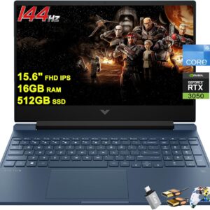 HP Victus 15 Gaming Laptop 15.6” FHD IPS Anti-Glare 144Hz Intel 8-core i5-12450H (Beat i7-11800H) 16GB RAM 512GB SSD GeForce RTX 3050 Backlit B&O Fast Charging Win11 w/ICP Accessory
