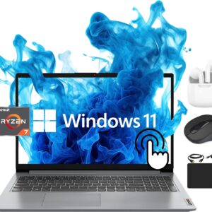 Lenovo IdeaPad Laptop 2024 Flagship, 15.6″ FHD IPS Touchscreen, Octa-Core AMD Ryzen 7 5700U (Beats i7-1265U), 16GB RAM, 512GB SSD, Radeon Graphics, Webcam, WiFi 6, 10+ Hrs, Win 11+HubxcelAccessory