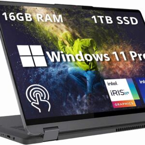 Lenovo IdeaPad Flex 5 16″ 2-in-1 2.5K IPS Touchscreen Laptop, Intel Core i7-1255U, 16GB RAM, 1TB SSD, Backlit Keyboard, Fingerprint Reader, Win 11 Pro, Storm Grey, 32GB Hotface USB Card