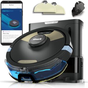 Shark Matrix Plus 2in1 Robot Vacuum & Mop with Sonic Mopping, Matrix Clean, Home Mapping, HEPA Bagless Self Empty Base, CleanEdge, for Pet Hair, WiFi, Black/Brass, AV2620WA