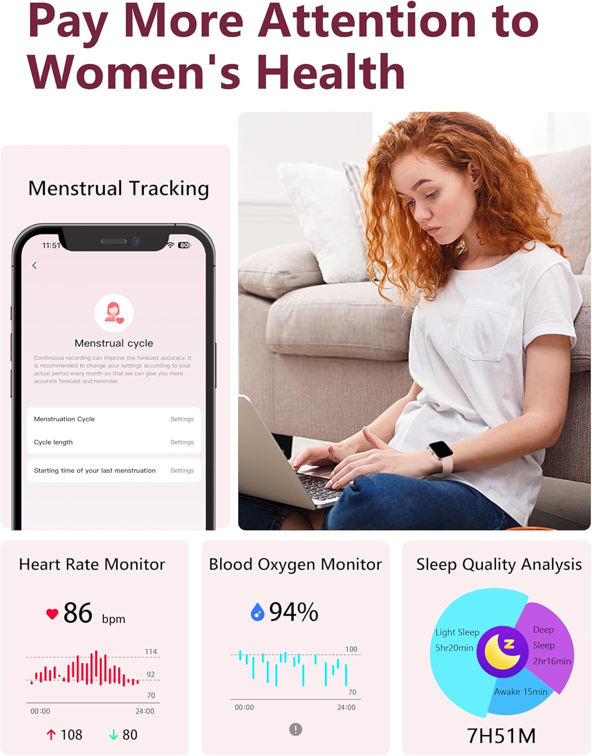 KALINCO Smart Watch, 1.83'' Smartwatch Women Men Answer Make Calls, Alexa Fitness Watch, IP68 Waterproof Fitness Tracker, Heart Rate/Sleep Monitor, 100+ Sports Pedometer Watch for Android & iOS Phone - Image 3