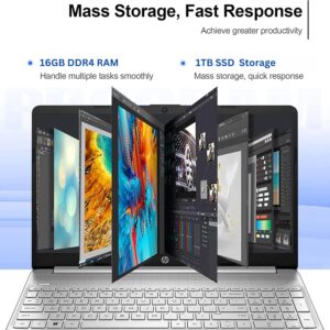HP Pavilion 15.6″ HD Touchscreen Anti-Glare Laptop, 16GB RAM, 1TB SSD Storage, Intel Core Processor up to 4.1GHz, Up to 11 Hours Long Battery Life, Type-C, HDMI, Windows 11 Home, Silver