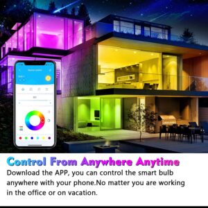 dalattin A19 Led Light Bulb, Smart Bulb Work with Alexa & Google Assistant, WiFi & Bluetooth App RGBCW Color Changing Light Bulb, E26 Led Bulb 60 Watt Equi, 800LM, Only Support 2.4GHz WiFi, 2 Pack