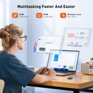 Gaming Laptop, 2025 Laptop with Intel Quad-Core Processor(Up to 3.6GHz), 16GB DDR4 512GB SSD Laptop Computer, Windows 11 Laptop, 15.6″ IPS 1080P, Metal Shell, USB3.2, Long Battery Life