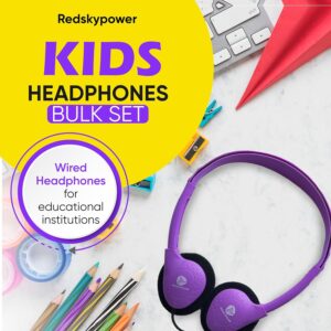 10 Pack Bulk Headphones, Wired Headphones for Kids, Teens, Adults, Affordable On-Ear with 3.5mm Plug, Perfect for Schools, Classrooms, Libraries, Museums, Multipack for Wholesale, Multi Color