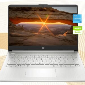 HP AI-Powered Laptop with Microsoft Office and 1TB Cloud Storage included for 1-Year| 14″ HD Computer| 16GB RAM| 128GB SSD & 128GB Card & 128GB Portable SSD| Intel 4-Core CPU| Webcam| Win11| LE Bundle