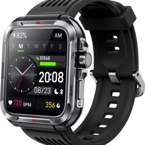 Smart Watch for Men, Answer/Make Bluetooth Calls, Metal Frame 1.8″ Alexa Built-in Fitness Tracker with IP68/100 Sports Modes/Heart Rate/SpO2/Stress/Sleep Monitor for iOS/Android