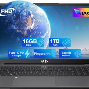 NIMO 15.6 FHD Student Laptop, 16GB RAM, 1TB SSD, Backlit Keyboard, Fingerprint, Intel Pentium Quad-Core N100 (Beat to i3-1115G4, Up to 3.4GHz), IPS Computer, Numpad, WiFi 6, Win 11, Space Gray