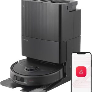 roborock Qrevo Plus Robot Vacuum and Mop with FlexiArm Design Edge Mopping, Self-Emptying, 10 mm Liftable Mops, Auto Mop Washing & Drying, Reactive Tech Obstacle Avoidance, 7,000 Pa Suction, Black