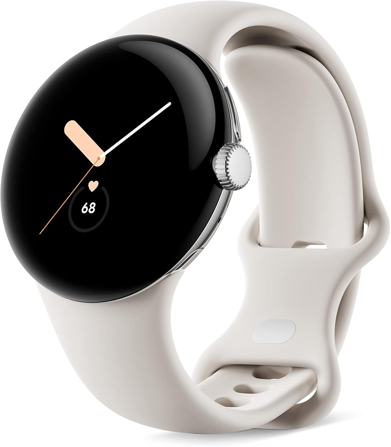 Google Pixel Watch – Android Smartwatch with Fitbit Activity Tracking – Heart Rate Tracking – Polished Silver Stainless Steel case with Chalk Active band – WiFi