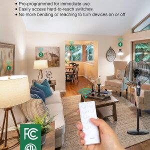 Remote Control Outlet, Wireless Remote Light Switch for Household Appliances, No Wiring Needed, Expandable Electrical Outlet Switch Kit, 200 FT Long Range, ETL Listed(5 Outlets + 2 Remotes)