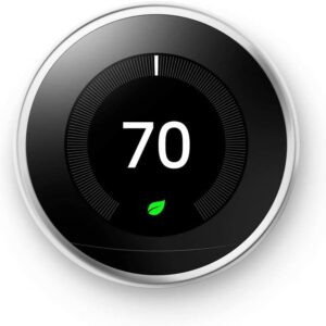 Google Nest Learning Thermostat – Programmable Smart Thermostat for Home – 3rd Generation Nest Thermostat – Compatible with Alexa – Polished Steel-Renewed
