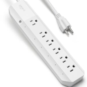 Geeni Smart Surge Protector 6-Outlet Power Strip – Wi-Fi Enabled with Voice Control (Alexa, Google Assistant), Energy Monitoring, Surge Protection, 3ft Extension Cord, Remote Access