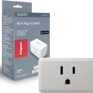 Legrand Radiant® Wi-Fi Matter Smart Plug Matter Hub Required 15A, Easy Setup, Enhanced Compatibility with Apple HomeKit, Google Home, Alexa & SmartThings, Easy Wi-Fi Connectivity w/Matter (1 Pack)