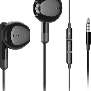 Wired Earbuds with Microphone, Wired Earphones in-Ear Headphones HiFi Stereo, Powerful Bass and Crystal Clear Audio, Compatible with iPhone, iPad, Android, Computer Most with 3.5mm Jack