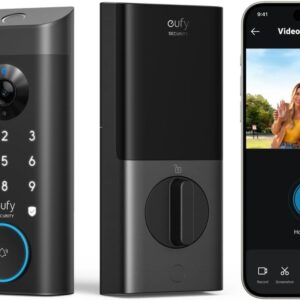 eufy Video Smart Lock E330, 3-in-1 Camera+Doorbell+Fingerprint Keyless Entry Door Lock, Smart Built-in Wi-Fi Deadbolt for Front Door, Auto Lock, App Remote Control, Easy Installation, No Monthly Fee
