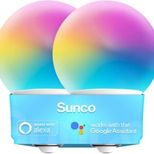 Sunco Smart Globe Bulbs G25 LED, Alexa Compatible LED Decorative Round Vanity Bulbs, 5W, Color Changing RGBCW, Dimmable WiFi Vanity Smart Bulbs for Amazon Alexa, Google Assistant, 2 Pack