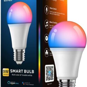 luckystyle Smart Light Bulbs, 9W A19 E26 800LM WiFi Bluetooth LED Bulbs Compatible with Alexa, Google Assistant & Home, 16 Million Colors Music Sync Color Changing Dimmable RGBWW Lights Bulb (1)