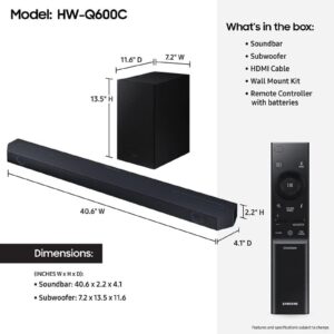 SAMSUNG HW-Q600C 3.1.2ch Soundbar w/Dolby Audio, Q-Symphony, Adaptive Sound, HDMI eARC, Game Mode Pro, Bluetooth, Acoustic Beam, Tap Sound