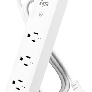 KMC 3-Outlet Smart Plug Power Strip, Surge Protector for Smart Home, Remote Control Lights and Devices, No Hub Required, ETL Certified, Compatible with Alexa and Google Home, 4ft Extension Cord, White