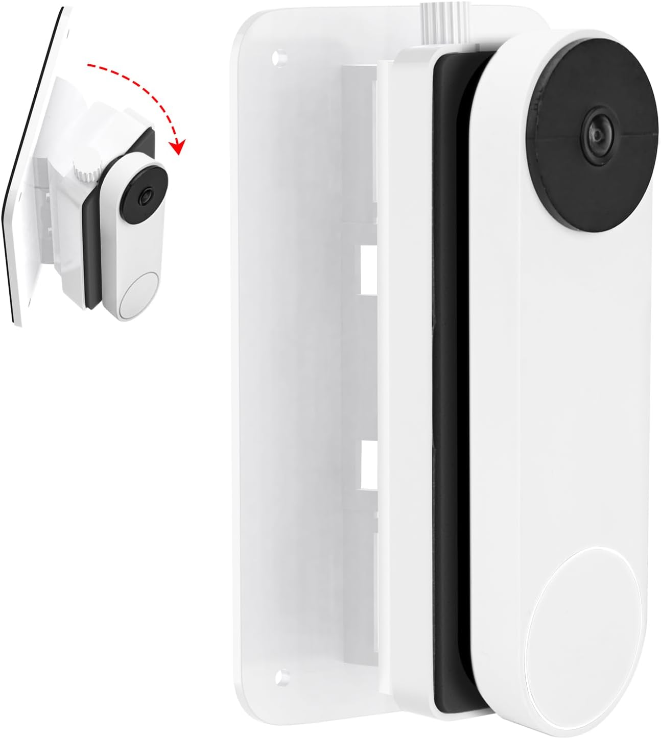Adjustable Doorbell Mount (30°to 145°) for Google Nest Doorbell Battery/Wired, Blink Video Doorbell, Wyze Doorbell Pro, eufy Doorbell E340/S220, Door Bell Wedge Mount for Apartment, No Drill-White