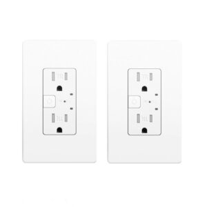 Smart Wall Outlet, Electrical Smart Outlet Compatible with Alexa and Google, 2.4GHz Wi-Fi in-Wall Plug Socket, Smart Receptacle with Remote Control&Timer, Tamper-Resistant, ETL & FCC, 2-Pack
