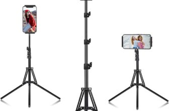 Tripod Floor Stand, with 65 inch Height Adjustable Stand Holder & 360° Rotating iPad Tripod Mount for iPad Pro, iPhone, Kindle, and All 4.5-12.9 Inch Tablets
