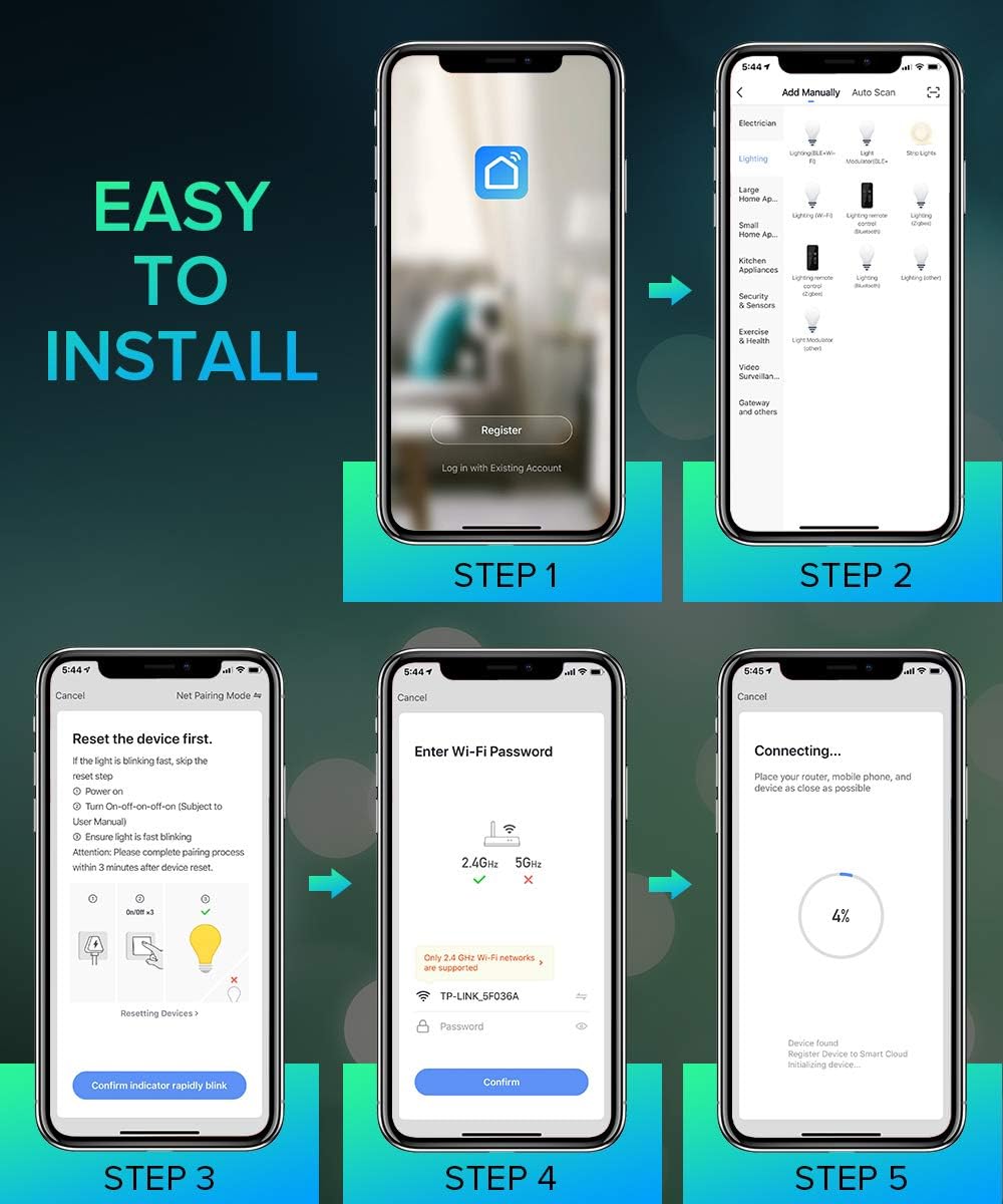 Smart Light Bulbs, 100W Equivalent WiFi Bulb, 1050 Lumens LED Color Changing A21 Smart Bul(Dimmable 2700K-6500K RGBCW) Tunable White Works with Alexa, Google Home RGB Bulb - Image 4