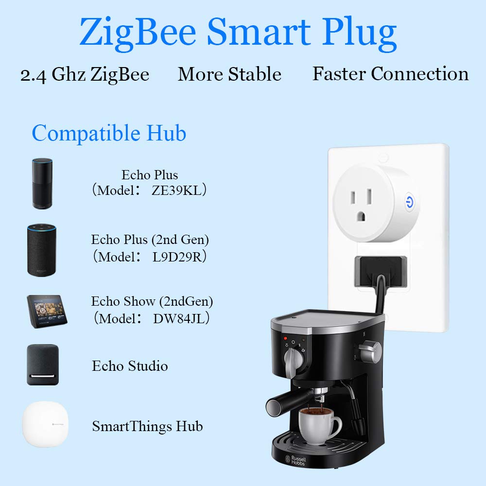 Smart Plug, ZigBee Switch Mini Smart Outlet Works with Alexa, Google Home, Echo (4th gen), Echo Plus (Gen 1 & 2), Echo Show 8/10, Smartthings 2015/2018,Works as a Range Extender, Hub Required, 2 Pack - Image 4