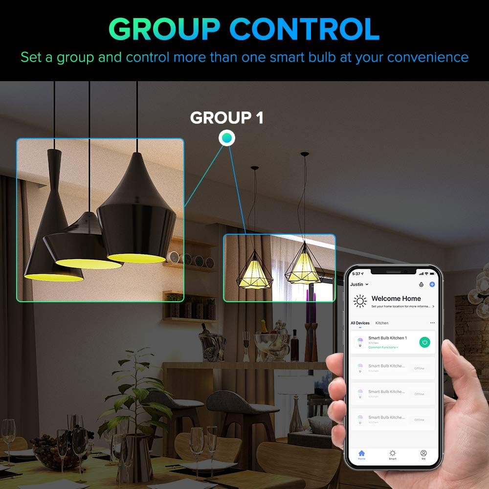 Smart Light Bulbs, 100W Equivalent WiFi Bulb, 1050 Lumens LED Color Changing A21 Smart Bul(Dimmable 2700K-6500K RGBCW) Tunable White Works with Alexa, Google Home RGB Bulb - Image 3