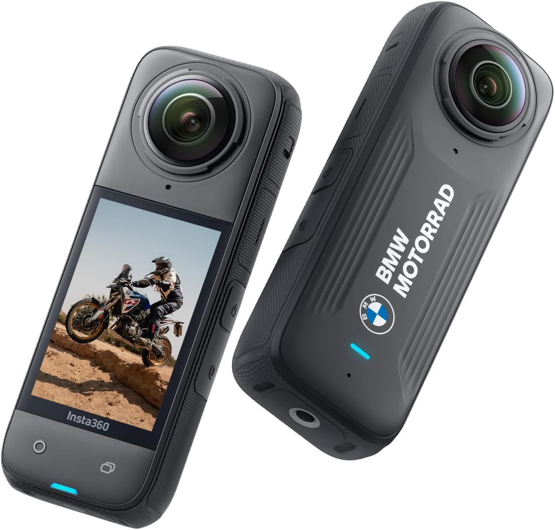 Insta360 X4 BMW Motorrad Edition – 8K Waterproof 360 Action Camera, 4K Wide-Angle Video, Invisible Selfie Stick Effect, Removable Lens Guards, 135 Min Battery Life, AI Editing, Stabilization