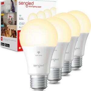 Sengled Alexa, WiFi, Smart Light Bulbs that Work with Alexa & Google Assistant,A19 Soft White(2700K)No Hub Required,800LM 60W Equivalent HighCRI)90,4Count(Pack of 1)