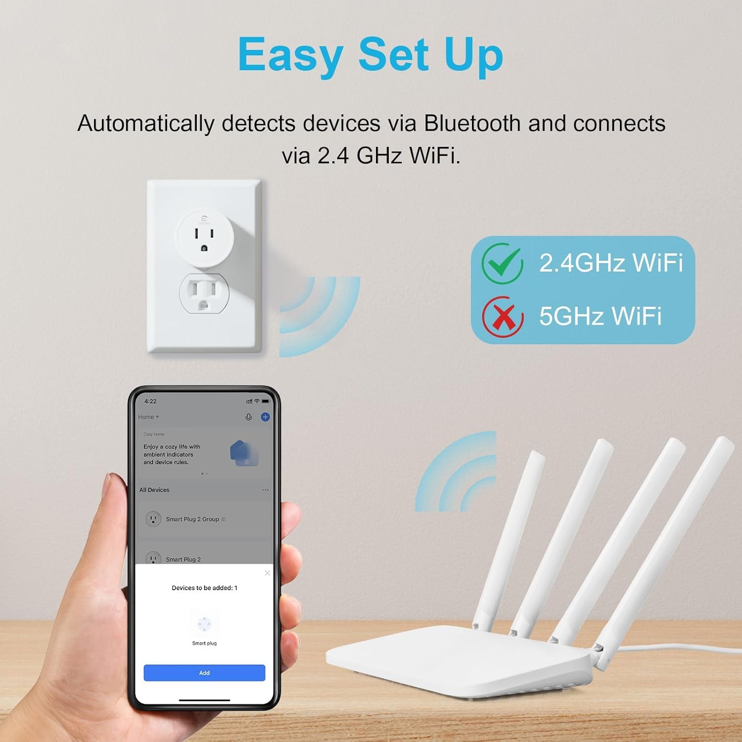 EIGHTREE Smart Plug, Smart Home WiFi Outlet Compatible with Alexa & Google Home, Smart Socket with Remote Control & Timer Function, 2.4GHz WiFi Only - Image 6