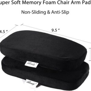 Aloudy Ergonomic Memory Foam Office Chair Armrest Pads, Comfy Gaming Chair Arm Rest Covers for Elbows and Forearms Pressure Relief(Set of 2), Stretch Fit, Black