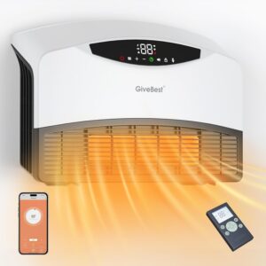 GiveBest Smart Wall Heater – 1500W Space Heater for Indoor Use, Work with Alexa, Adjustable Thermostat, Remote and WiFi Control, 24H Timer, Easy-mounted Heater for Bedroom Office Garage RV
