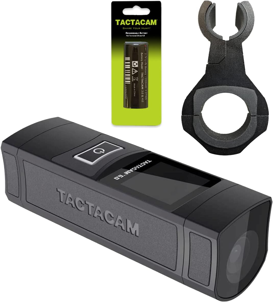 TACTACAM 6.0 Action Camera, 4k 60 FPS, 8X Zoom, Waterproof, Integrated Image Stabilization, One Touch Operation (6.0) Replacement Battery + Mount Options (Barrel Mount)