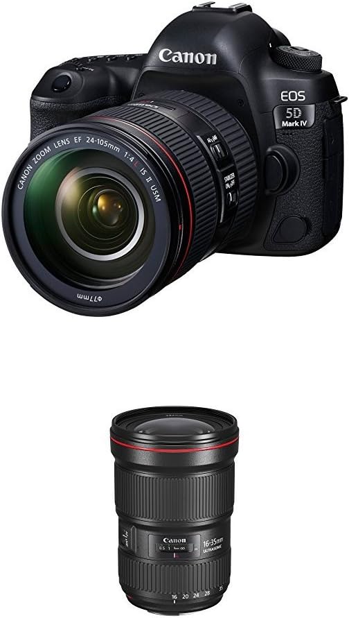 Canon EOS 5D Mark IV Full Frame Digital SLR Camera with EF 24-105mm f/4L IS II USM Lens Kit with Canon EF 16–35mm f/2.8L III USM Lens