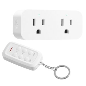 DEWENWILS Wireless Remote Control Outlet, 2 Independent Control Sockets Electrical Remote Light Switch, No Interference Remote Outlet Switch, No Wiring, 15A/1875W, 100 FT Range, FCC Listed…