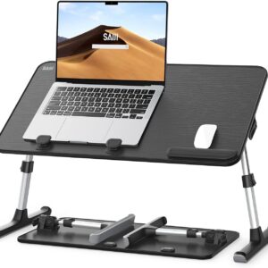 Laptop Desk for Bed, SAIJI Height & Angle Adjustable Laptop Stand for Bed, Lap Desk Bed Tray Table, Light Weight Foldable Portable Laptop table for Couch Sofa Chair Floor Desk for Adults, Kids (Black)