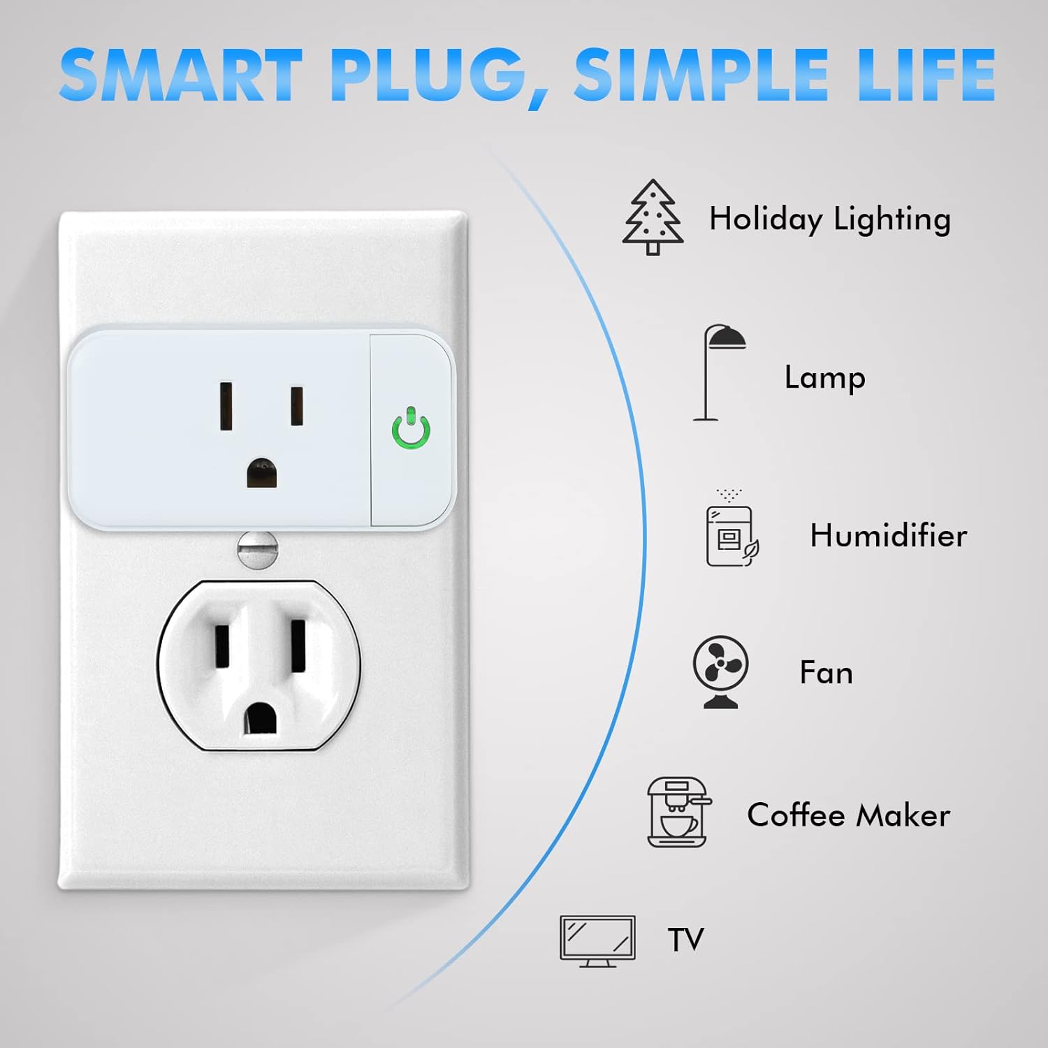 Smart Life Wi-Fi Outlet Compatible with Alexa, Google Home & Echo, Smart Socket with Timer Function & Group Controller, 15 Amp Indoor Plug, 2.4G Wi-Fi Only, White, 4 Pack - Image 2