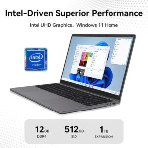 Windows 11 Slim Student Laptop: 15.6″ Full HD | 512GB SSD | 12GB DDR4 RAM | Intel Jasper Lake N5095 | Numeric Keypad | Wi-Fi 6 | AMD Radeon Graphics | Business and Fun (2024)